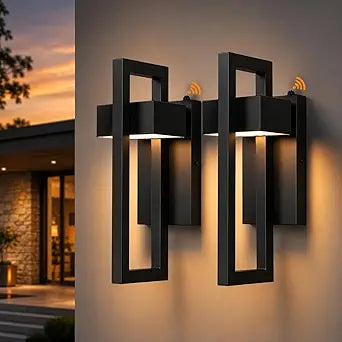 LED Modern Exterior Lighting Fixtures, Matte Black Porch Lights Outdoor, Outside Lights for House Garage Porch Warm White 3000K, 2 Pack