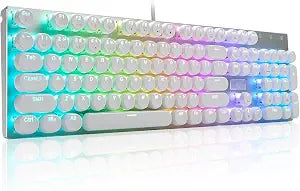 HUO JI E-Yooso Z-88 Wired Typewriter Style Mechanical Keyboard, White