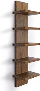 Homaterial 5 Tier Wall Shelf Unit, Decorative Wall Mount Vertical Shelving,Modern Column Floating Shelves for Bedrooms, Bathrooms 5.5" x 7.2" x 31"(Rustic Brown)