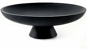 YMXYJM Modern Resin Pedestal Decorative Bowl, Large Fruit Bowl for Kitchen Counter, Stylish Key Bowl for Entryway Table, Matte Black