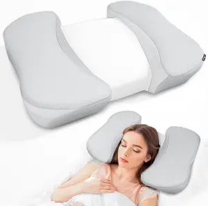 HOMCA Back Sleeper Pillow, Memory Foam Back Sleeping Cervical Neck Pillow Reduces Pressure on Skin, Beauty Pillow Wrinkle Prevention, Ergonomic Design for Neck and Shoulder Pain Relief