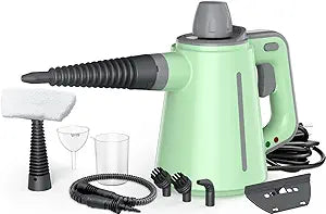 Steam Cleaner for Home, 1050W Pressurized Handheld Steam Cleaner for Deep Cleaning, Powerful Grease Removal, Chemical Free Steamer for Cleaning with Safety Lock & 10 Tools for Kitchen Bathroom (Green)