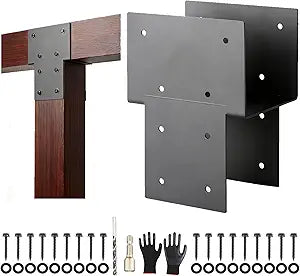 4 PCS 4 "X 4 " Post Brackets Heavy Duty (Actual 3.5"X3.5"),Pergola Brackets Galvanized Steels Hardware,for Supporting Outdoor Pergolas, Gazebos, Decks and Porches