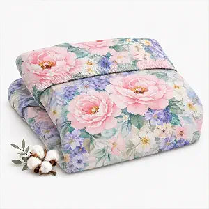YIYEA 100% Cotton Fitted Sheet Only, 400TC Ultra Soft Floral Fitted Bottom Sheet for All Seasons, Sateen Weave, 16" Deep Pocket, Queen