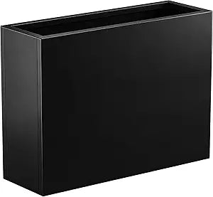 36" Metal Planter Box, Large Rectangular Window Box with Drainage Holes & Rust-Proof Coating, Modern Outdoor/Indoor Flower Box for Balcony, Patio & Herbs, Black