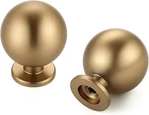 Champagne Bronze Cabinet Knobs 12 Pack Round Ball Drawer Knobs, 1" Diameter