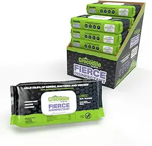 Crocodile Cloth Fierce Disinfectant Wipes - 480 Count (12 Packs of 40 Count) 15" x 10" Multi-Surface Disinfecting Cleaning Cloths For Kitchens, Bathrooms, Offices & Schools