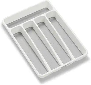 madesmart Classic 5 Compartment Compact Silverware Tray, White