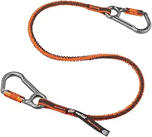 Ergodyne - 19828 Shock Absorbing Tool Lanyard with Two Locking Aluminum Carabiners, Tool Weight Capacity 15lbs, Squids 3118, Orange (3118F(x)), Standard