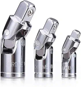 3PCS Universal Joint Socket Set, Cr-V Steel Swivel Socket Adapter Set