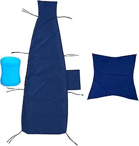 Replacement Cover for Outdoor Hanging Lounge Chair Cushion (Cover Only), Waterproof, with Umbrella Fabric and Inflatable Headrest, Patio Curved Chaise Hammock Swing Lounger Cushion Cover Navy blue