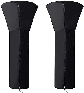ANSTROUT 420D Patio Heater Cover, Waterproof with Zipper, Outdoor Propane Heater Cover for 24 Months of Use - Size 89" Hx33 Dx19 B Round - Black (2Pack)