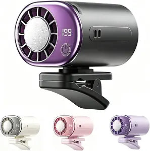 Clip On Fan with Led Display, Portable Ac for Car, 16C Cooling System, 360 Rotation & 199 Speeds Adjustable Mini Car Fan, Car Air Conditioner, Personal Fan for Vehicle, Office, Outdoor Use (Black)