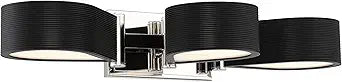 GEORGE KOVACS Side Step 3 Light LED Bath with Polished Nickel and Coal Finish and Etched White Diffuser