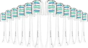 Toothbrush Replacement Heads Compatible with Philips Sonicare and More Click-on Handles 12 Pack