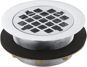 KOHLER K-9132-CP Round Shower Drain, One Size, Use with Plastic Pipe, Gasket Included, Polished Chrome