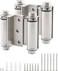 3" Double Action Spring Hinge, Self Closing Saloon Door Hinges, 2 Pack