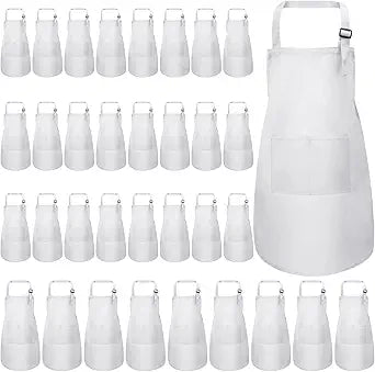 Handepo 35 Pcs Kids Apron Artists Adjustable Chef Painting Aprons for Cooking Kitchen Grilling Painting Child Party Favors