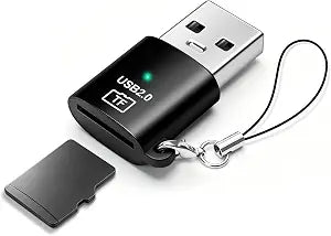 USB Card Reader, Mini TF Card Reader Portable, Supports MicroSD/TF Card,Works with Smartphones, Tablets, and Computers - Black