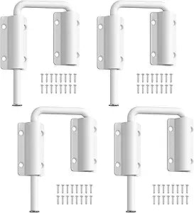 Updated Home Security Patio Sliding Door Loop Lock - 90/180 Degree Stainless Steel U Sliding Door Lock Latch for Barn, Garden, Fence Gate, Window - Sturdy and Long-Lasting (White-4 Pcs)