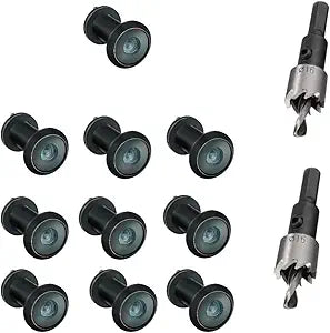 TOGU 10PCS of 220-degree Solid Brass Peep Holes for Door with 16mm Drill Bit, 0.63 inch Door Peephole with Privacy, Compatible with Door Thick from 1-3/8" to 2-1/6", Classic Matte Black Finish