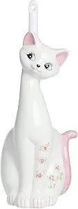 Sunart SAN1708 Cute Miscellaneous Goods Lovely Pottery Cat Toilet Brush Stand with Toilet Brush 5.1 inches (13 cm) Width Pink