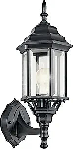 Kichler Chesapeake 17" Outdoor Wall Light in Black, 1-Light Exterior Porch Light, Coastal Wall Sconce with Clear Beveled Glass, (17" H x 6.5" W), 49255BK
