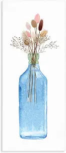 Stupell Industries Blue Flower Vase Botanical, 10 x 24 Inch Canvas Wall Art