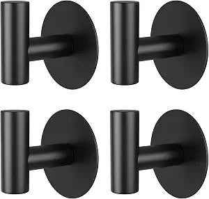 Self-Adhesive Coat Hooks, Stainless Steel Heavy Duty Wall Hooks, Towel Hooks for Hanging Robes, Aprons, Coats and Hats in Bathrooms,Kitchens and Hotels(Black, 4 Pack)