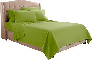 Clara Clark Bed Sheets, Premier 1800 Series Bed Sheet Set with Extra Set Pillowcases, Deep Pocket Fitted Sheet, Luxury Soft Bedding Sheets & Pillowcases, Flex-Top King, Calla Green