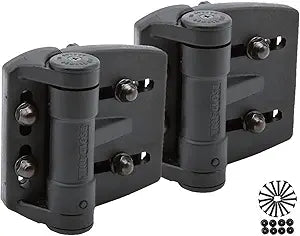 D&D Technologies TCAMA2 Multi-Adjust Regular Duty Gate Hinges, For Self Closing Metal, Wood, Vinyl Gates up to 55 Pounds, 3-Way Adjustable, Gap up to 2", For Square Gate Frame and Post, Black, 2 Count