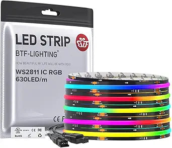 BTF-LIGHTING 16.4FT WS2811 Smart IC RGB DC24V FCOB COB LED Strip Light