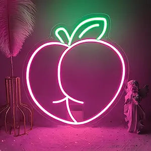 Peach LED Neon Light Sign, Pink Peach for Wall Decor Room Party Decorations Bar Pub Club Girls Bedroom Birthday Party Bathroom Decor Gifts USB Powered(12.6"*11.8")