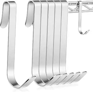 Yaocom J Hooks for Wire Shelf 3.6 Inch Heavy Duty Metal, Silver, 6 Pcs