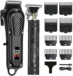 LCD Cordless Hair Clippers for Men, Beard Trimmer & Hair Cutting Kit