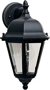 Maxim Lighting Westlake 1-Light Outdoor Wall Lantern | Black Finish | Clear Glass Shade | Mediterranean Porch Patio Lantern | 1000BK