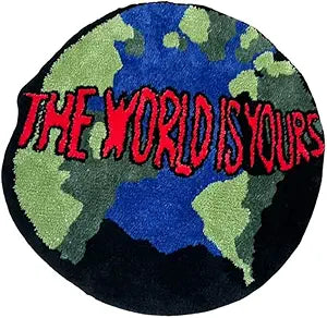 LAKEA Earth Round Mat Bathroom Mat Anti-Slip Soft Cushion Pad Bedside Carpet Rug Floor Bedroom Doormat Aesthetic Home Room Decor (35.4X35.4 inch)