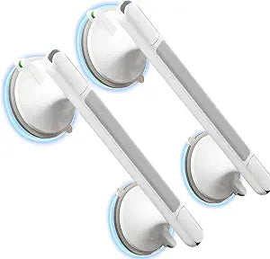2 Pack Suction Cup Grab Bars for Bathtubs & Showers - Anti-Slip Shower Handles for Elderly, Seniors & Handicap - 13 Inch Heavy Duty Bathroom Safety Grip Bar, Tool-Free Install