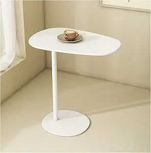 C-Shaped Side Table, Iron End Table for Couch Sofa and Bed, Small Metal White Side Tables for Living Room Bedroom (White, High-27.6in/70cm)