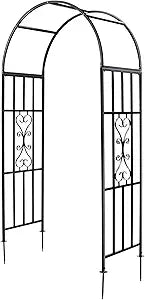 Arbors, Curved Metal Endurable Iron Trellis Plants Stand Use for Outdoor Garden Arbor Climbing Plants Wedding Arches Ceremony