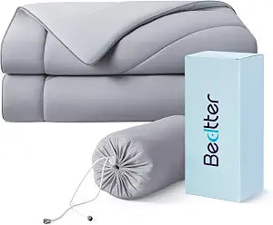 Bedtter Cooling Throw Blanket Lightweight, Summer Breathable Ice Comforter with Dual-Sided Cooling, Cold Blankets for Hot Sleepers Night Sweats, Soft Travel Blanket with Carry Bag, Grey, 50"x60"