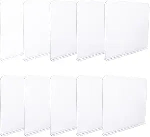 ROUFA Acrylic Shelf Dividers for Closet Shelf Organizer, 10Pcs Clear Wood Closet Divider Separator for Storage and Organization, Bedroom Organizer for Any Thickness of Shelves, 11.8''x11''