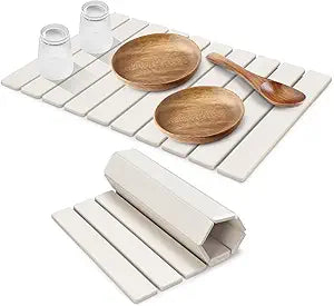 Large Stone Dish Drying Mat for Kitchen Counter, 24"(L)16"(W) Fast Dry Super Absorbent Collapsible Dish Drying Mats, Eco-Friendly Diatomaceous Earth Mats for Dishes Bottles Cups,Match Any Countertop