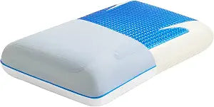 fulocean Cooling Gel Memory Foam Neck Support Pillow for Hot Sleepers | Standard 24 x 16 x 5.5in, Reversible Cool Bed Pillow for Side, Back, Stomach Sleepers, Removable Washable Blue & White Cover