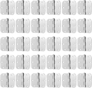 30 Pack Satin Nickel Door Hinges 3.5 inch Brushed Nickel Hinges Rounded 5/8" Radius Corners Bedroom Residential Standard Indoor Door Hardware Hinge