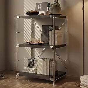 3-Tier Industrial Bookshelf, Storage Bookcase for Living Room, Bedroom, Home Office, Study Room, and Kitchen, 17"x24"x36" Inches (Black, 3T24IN)