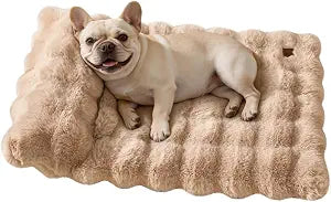 SOMAHE Cat & Dog Bed Mat, Self Warming Fuzzy Cat Bed with Raised Pillow, Soft Plush Dog Bed Mat for 2 Cats Small Dogs, Machine Washable Non-Slip Indoor Pet Sleeping Pad, 27x20 Inch, Coffee