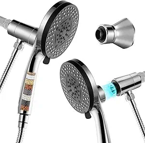 Filter Magnetic Shower Head with Handheld:High-Pressure10-setting Handheld Shower Head,Magnetic Bracket,59 Inches Stainless Steel Shower Hose,Magnetic Shower Base,Filter Element