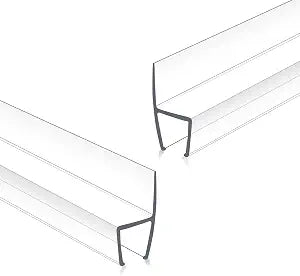 Glass Shower Door Seal Strip, 2 Pcs 3/8" x 39" h-Type Bottom Sweep for 3/8 Inch Glass, Ultra-Clear Frameless Shower Door Side Seal, Stop Shower Leaks & Create Water Barrier, Polycarbonate