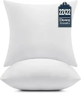 puredown 22x22 Throw Pillow Inserts Set of 2  Supportive & Fluffy Down Alternative Pillow Forms for Couch, Sofa & Bed, Indoor Decorative Cushion Stuffer